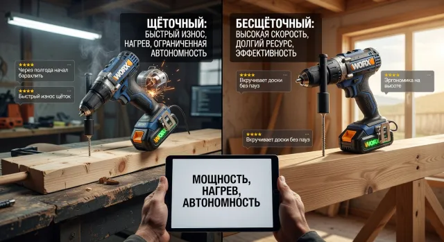 Шуруповёрт WORX бесщёточный vs щёточный: разница в работе — что важно знать перед покупкой инструмента